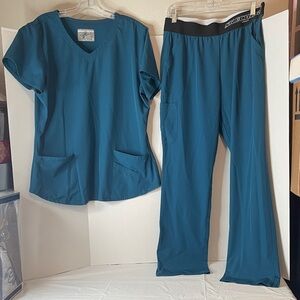 Scrub Set with V-Neck Top and Pants
